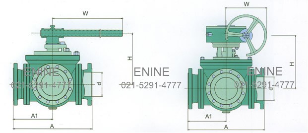 Dimensions and Weights of Four-Way Ball Valves