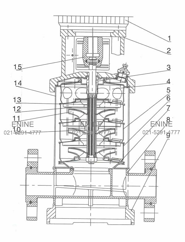 I Section drawing QDL,QDLF8,16 for Vertical Multistage Centrifugal Pump