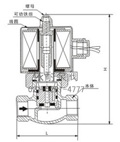  2L蒸汽电磁阀 内部结构外形示意图