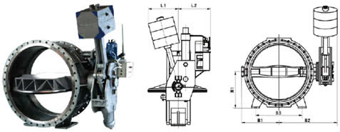 HD7B41X重锤式液控蝶阀 外形尺寸图