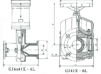 GJ6B41X-6L常闭型气动管夹阀 GJ41X-6L管夹阀 外形尺寸图