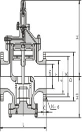 YGa43H/Y型高灵敏度大流量蒸汽减压阀 外形尺寸图