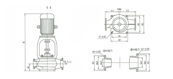 SLB双吸空调泵外形尺寸图