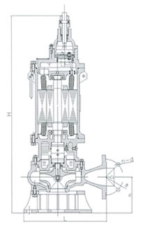 BQW25—40—5.5矿用型隔爆排污排沙潜水电泵 外形尺寸图