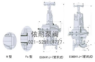  EG6K/B41J-6/10/16型英标堰式气动隔膜阀 外形尺寸图