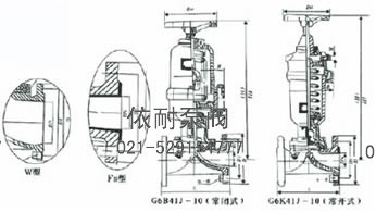G6B/K41J-6型 国标往复式衬胶气动隔膜阀 外形尺寸图