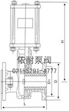 GJ6K41X-6L型常开型气动管夹阀 外形尺寸图1