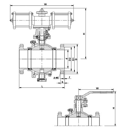 Q647喷煤粉专用球阀 结构图