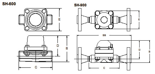 SH系列过热蒸汽疏水阀 外形尺寸图