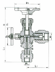 J29H-1.6/32P型角式压力表针形阀 外形尺寸图