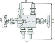 EN5-5 QF-05型仪表平衡阀 外形尺寸图
