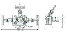 EN5-10 SF-2B型一体化三阀组 外形尺寸图